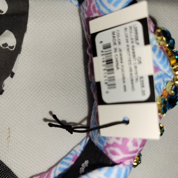 Lele sadoughi x roller rabbit jemima crystal bloom headband nwt fuchcia print - Picture 4 of 4